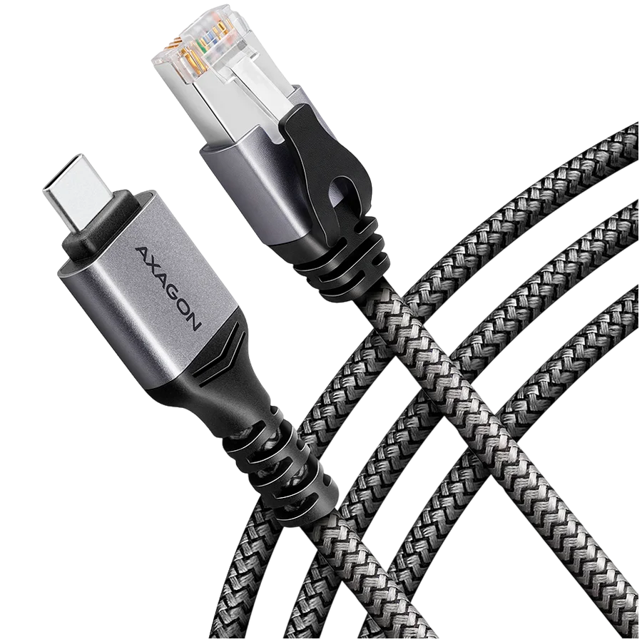 Мрежов адаптер AXAGON – ADE-CM15, USB-C 3.2 Gen 1 към RJ-45, Gigabit Ethernet, 1.5m, оплетка