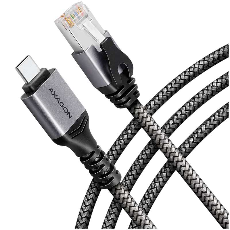Мрежов адаптер AXAGON – ADE-CM15, USB-C 3.2 Gen 1 към RJ-45, Gigabit Ethernet, 1.5m, оплетка