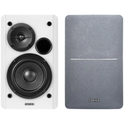 Edifier R1280T 2.0 Bookshelf Speakers, RCA, 0.5-inch Tweeters, 4-inch Drivers, 42W (RMS), Control Knobs and Remote Control, White