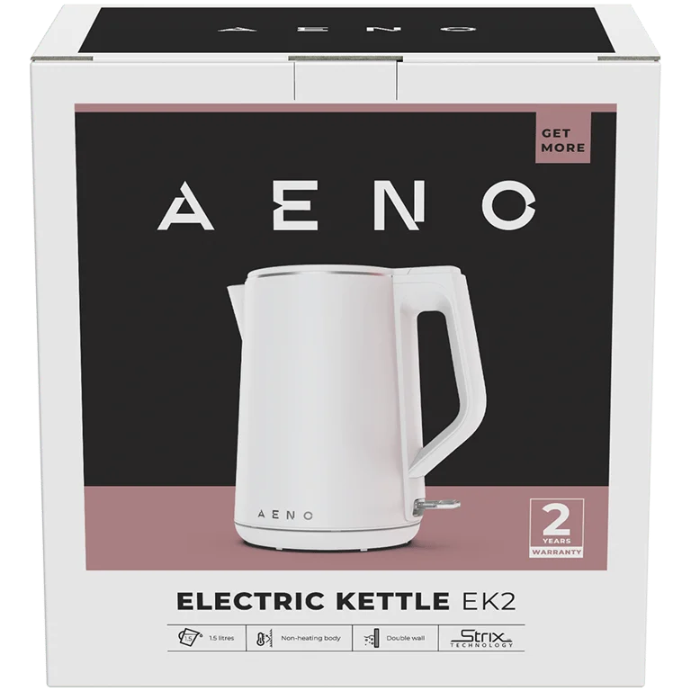 Електрическа кана AENO – EK2, 1.5L, 1850-2200W, двойни стени, бяла