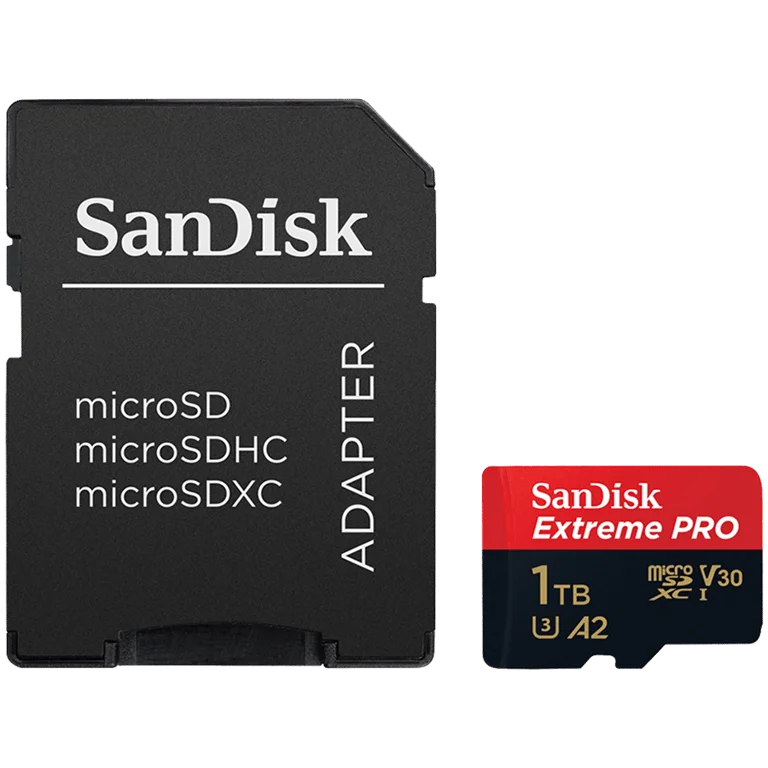 SANDISK Extreme PRO microSDXC 1TB + SD Adapter + 2 years RescuePRO Deluxe up to 200MB/s & 140MB/s Read/Write speeds A2 C10 V30 UHS-I U3