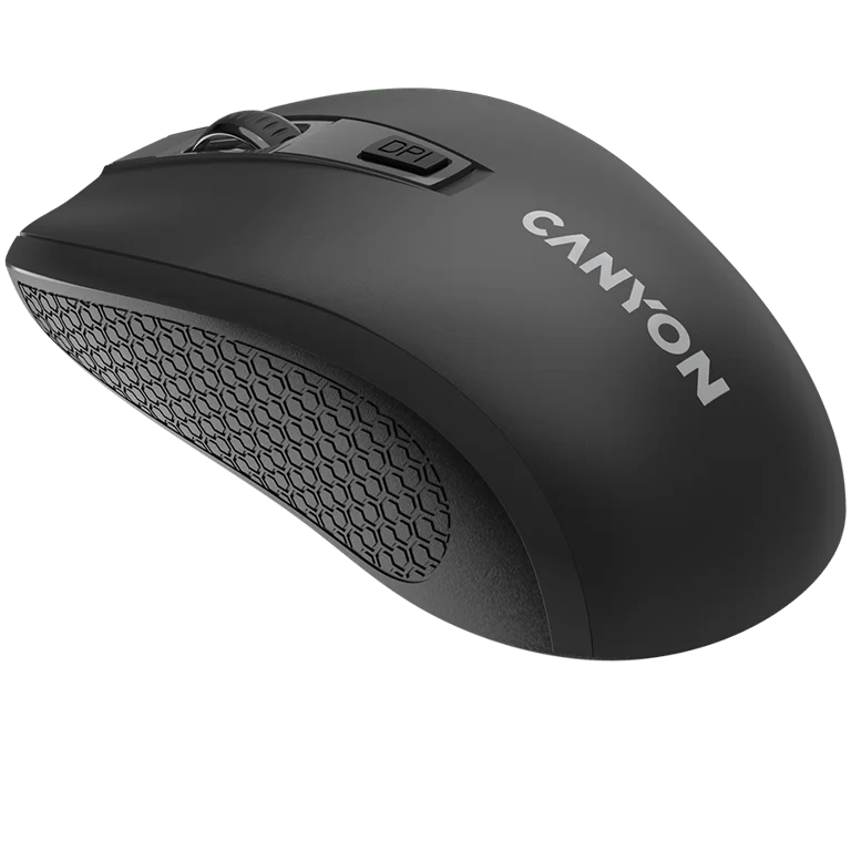 CANYON MW-7, 2.4Ghz wireless mouse, 6 buttons, DPI 800/1200/1600, with 1 AA battery ,size 110*60*37mm,58g,black