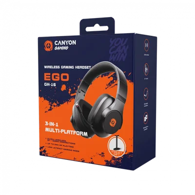 Гейминг слушалки CANYON – EGO GH-16, 3 режима на свързване, Bluetooth 5.3, 40 мм говорители, бели