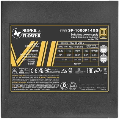 Захранващ модул SUPER FLOWER – Leadex VII XG 1000W, ATX 3.1, 80 Plus Gold, изцяло модулен, 140 мм вентилатор, черен