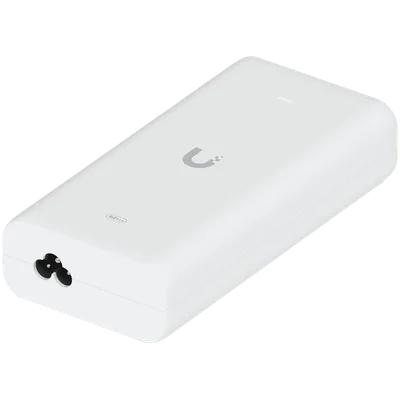 Ubiquiti UniFi 10G PoE+++ Adapter (90W), can power UniFi PoE+++ devices, reduce dependency on PoE switch power, and provide a Multi-Gigabit LAN connection, Contains RJ45 data input, AC cable with earth ground, and PoE+++ output