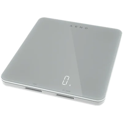 AENO Kitchen Scale KS1S Smart, Max load - 8 kg, Bluetooth, 10,000+ products & meals, 25 indicators analysis, Coffee mode, 6 unit conversion: kg, g, lb, fl, oz, ml, Material - glass