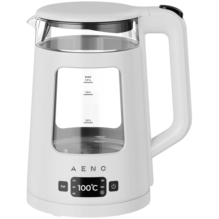 AENO Electric Kettle EK6: 1850-2200W, 2L, Strix, Square-shaped body, Transparent lid, High Resistant Glass, LED-Illumination, Auto Power Off, Dry tank Protection