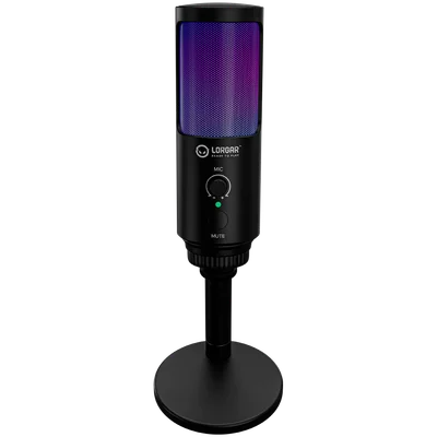 LORGAR SMP40, RGB Microphone with external mute button and metal stand, Black