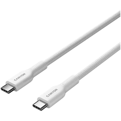 USB-C кабел Canyon OnWire 60CL 1m 60W Бял, плетен