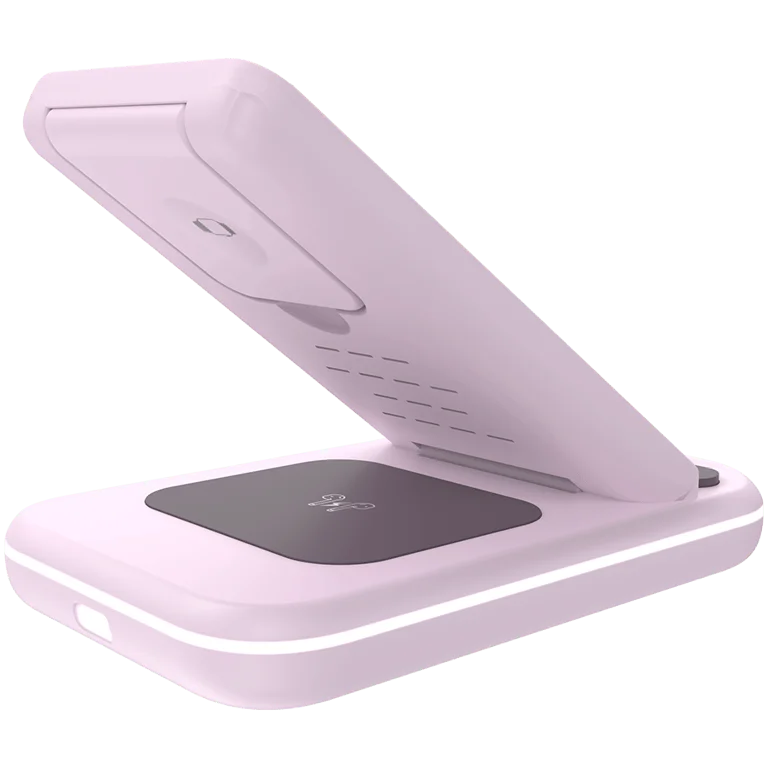 Безжично зарядно устройство Canyon WS-304 15W 3-в-1 Iced Pink