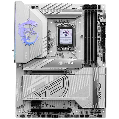 MSI MPG Z890 EDGE TI WIFI, LGA 1851, Dual Channel DDR5 up to 9200(OC)MHz, 2x PCIe x16 slots, 5x M.2 slot, 1x USB 2.0, 4x USB 3.2 Gen 1, 4x USB 3.2 Gen 2, 1x USB 3.2 Gen 2 Type-C, 1x HDMI, 2xTB4, 5Gbps LAN, WIFI7, 7.1 Audio, 3Y