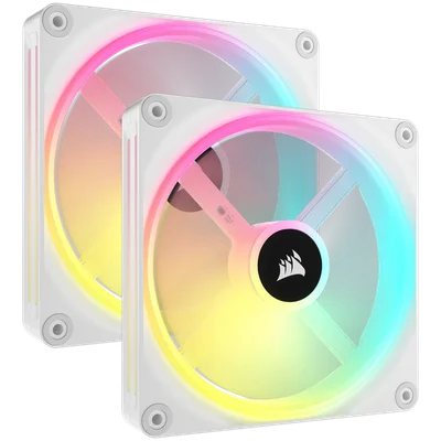 CORSAIR QX RGB Series, iCUE LINK QX140 RGB WHITE, 140mm Magnetic Dome RGB Fan, Dual Fan Kit