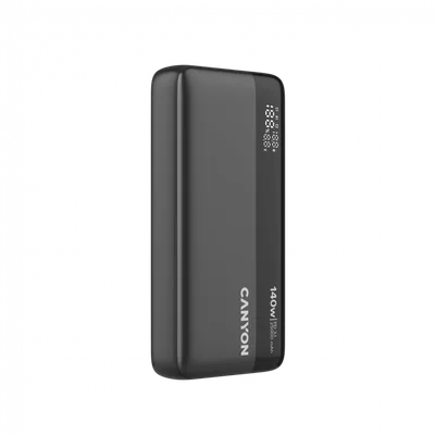 Външна батерия CANYON OnPower 240 PB-240 25000mAh 140W Power Delivery, три порта, дисплей, тъмно сив