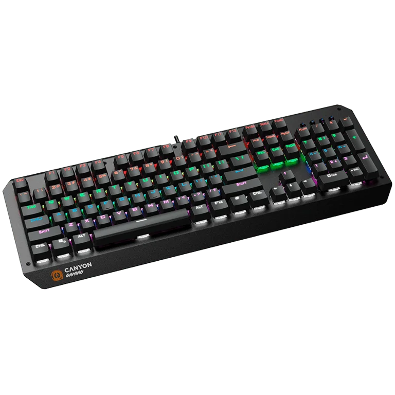 CANYON Hazard GK-6, Wired multimedia gaming keyboard with lighting effect, 108pcs rainbow LED, Numbers 104keys, EN double injection layout, cable length 1.8M, 450.5*163.7*42mm, 0.90kg, color black
