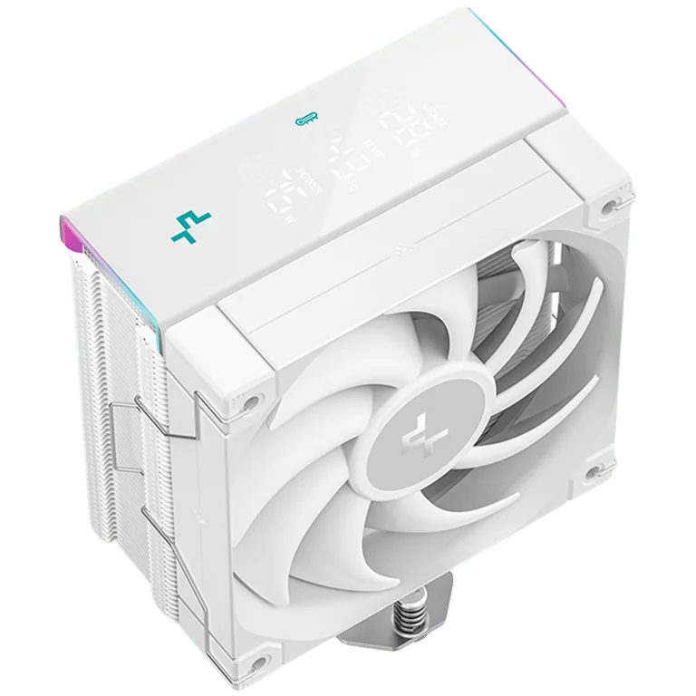 Охладител за процесор PROTECH DeepCool AK400 DIGITAL PRO WH R-AK400-WHAPMN-G, 1x120mm FT12 SE PWM вентилатор, дигитален дисплей, ARGB, Core Touch Technology 2.0, 4 топлинни тръби, бял