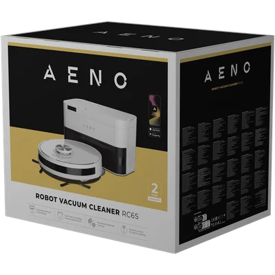 Прахосмукачка-робот AENO – RC6S, 4000 Pa, 3200 mAh, 2-в-1 мокро и сухо почистване, HEPA филтър, бял