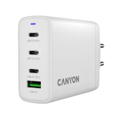 CANYON charger OnCharge 120 GAN Total 120W MAX 3 USB-C +1 USB-A White EU plug
