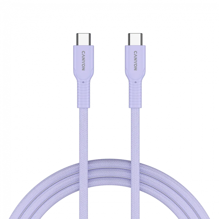 USB кабел CANYON OnWire 60CL USB-C към USB-C 1m 60W, Пурпурен