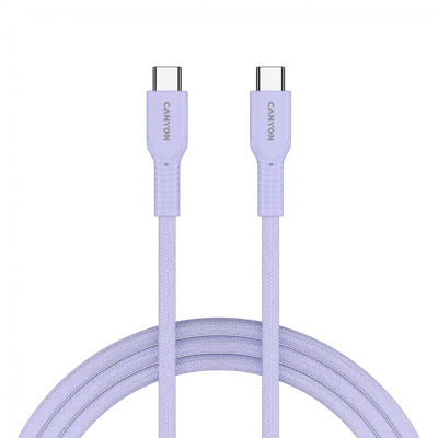 USB кабел CANYON OnWire 60CL USB-C към USB-C 1m 60W, Пурпурен