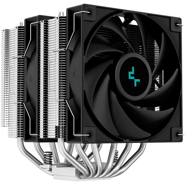 Охладител за процесор DeepCool AG620, 2x120mm PWM вентилатор, TDP 260W, 6 топлинни тръби, LGA2066/2011-v3/2011/1700/1200/115x, AMD AM5/AM4, 129x136x157 mm, черен
