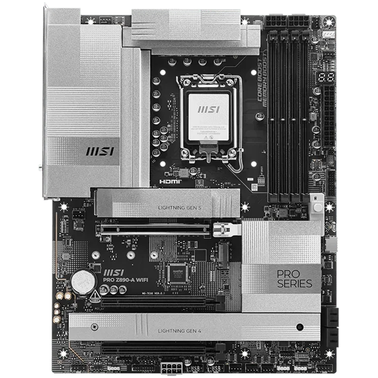 Дънна платка MSI PRO Z890-A WIFI LGA 1851 DDR5 до 9200MHz 3x PCIe x16 4x M.2 5G LAN WIFI