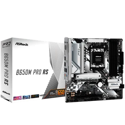 ASROCK MB Desktop B650M PRO RS, AM5, 4x DDR5, 1x PCIe 4.0 x16, 1x PCIe 3.0 x16, 1x Blazing M.2(PCIe Gen5x4), 1x Hyper M.2, 4x SATA3, RAID 0, 1, 10, 7.1 CH HD Audio, 1x HDMI, 1x DP, 2.5G LAN, 6x USB 3.2, 8x USB 2.0, 2x USB-C, mATX
