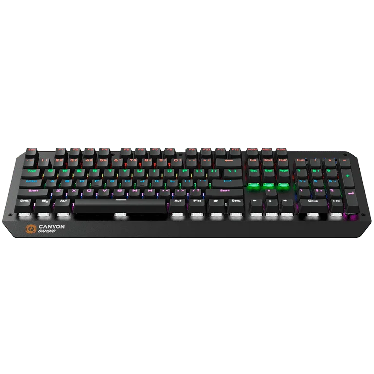 CANYON Hazard GK-6, Wired multimedia gaming keyboard with lighting effect, 108pcs rainbow LED, Numbers 104keys, EN double injection layout, cable length 1.8M, 450.5*163.7*42mm, 0.90kg, color black
