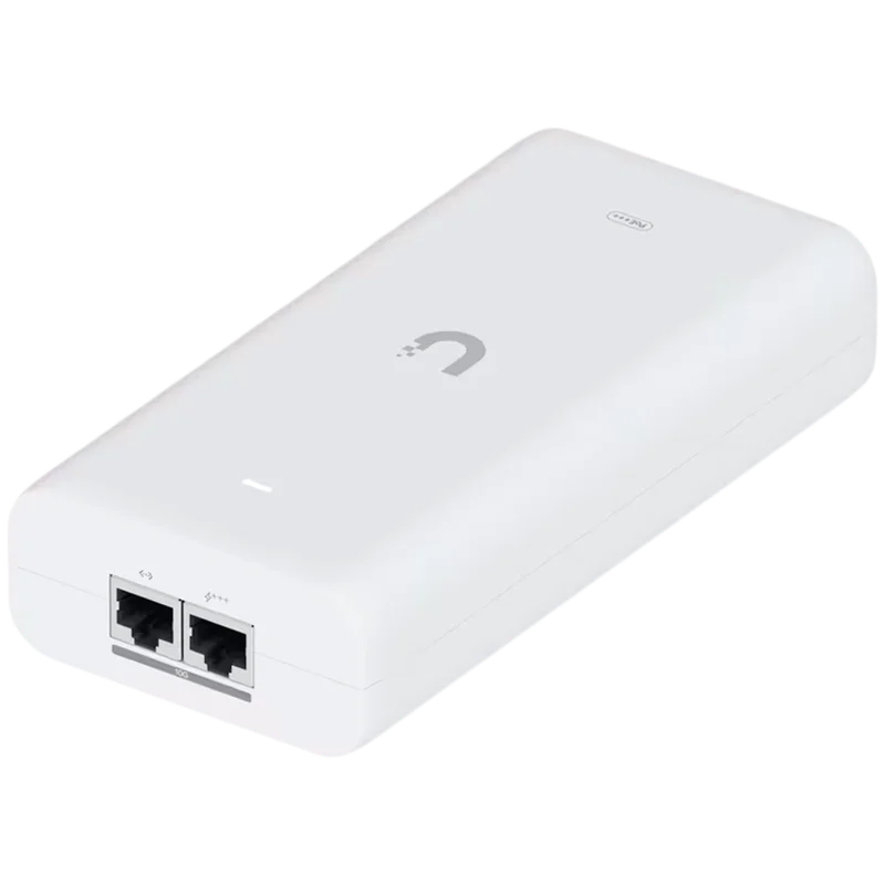 Ubiquiti UniFi 10G PoE+++ Adapter (90W), can power UniFi PoE+++ devices, reduce dependency on PoE switch power, and provide a Multi-Gigabit LAN connection, Contains RJ45 data input, AC cable with earth ground, and PoE+++ output