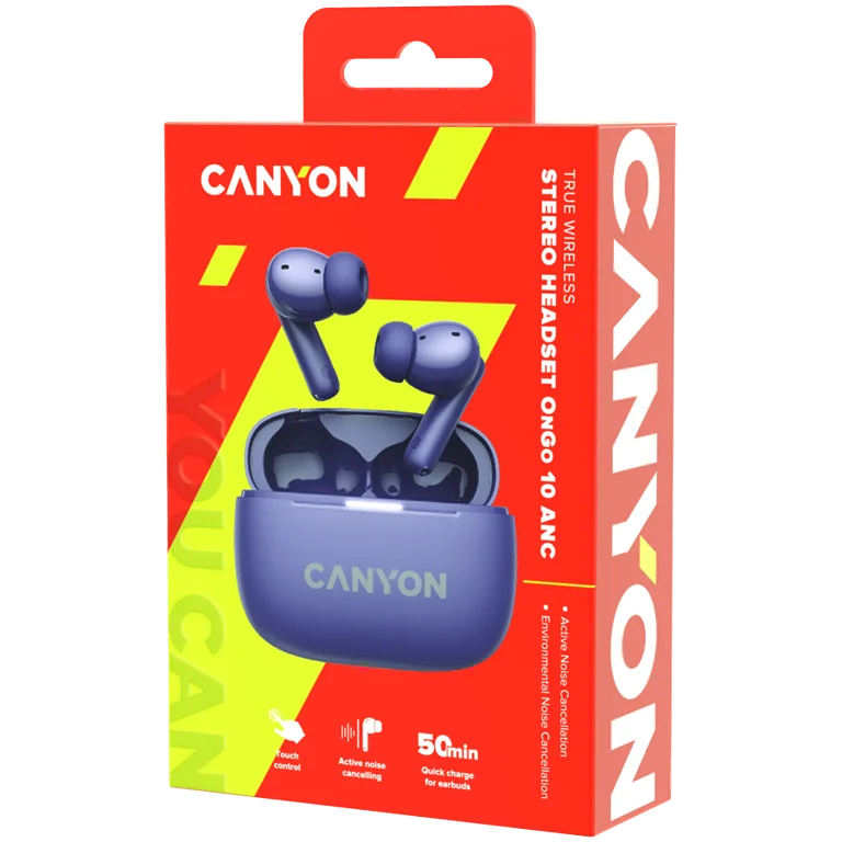 CANYON headset OnGo TWS-10 ANC+ENC Purple