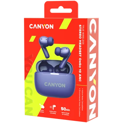 CANYON headset OnGo TWS-10 ANC+ENC Purple