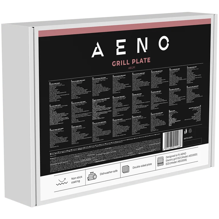 Плоча за електрически грил AENO AEGP1, двустранна, незалепващо покритие, 290x234 мм, черен