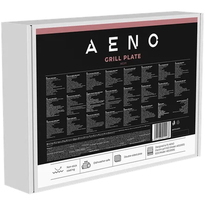 Плоча за електрически грил AENO AEGP1, двустранна, незалепващо покритие, 290x234 мм, черен
