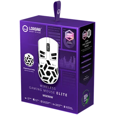 LORGAR MSE90W, Magnesium Alloy Wireless Gaming Mouse Elite, White