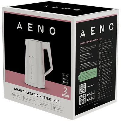 Електрическа кана AENO EK8S, 1.7L, 1850-2200W, Strix, двойни стени, Wi-Fi управление, LED дисплей, функция поддържане на топлина, контрол на температурата, бяла