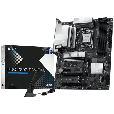 MSI PRO Z890-P WIFI6E, LGA 1851, Dual Channel DDR5 up to 9200(OC)MHz, 3x PCIe x16 slots, 4x M.2 slot, 4x USB 2.0, 2x USB 3.2 Gen 1, 1x USB 3.2 Gen 2, 1x USB 3.2 Gen 2 Type-C, 1x HDMI, 1x DP, 5Gbps LAN, WIFI6E, 7.1 Audio, 3Y