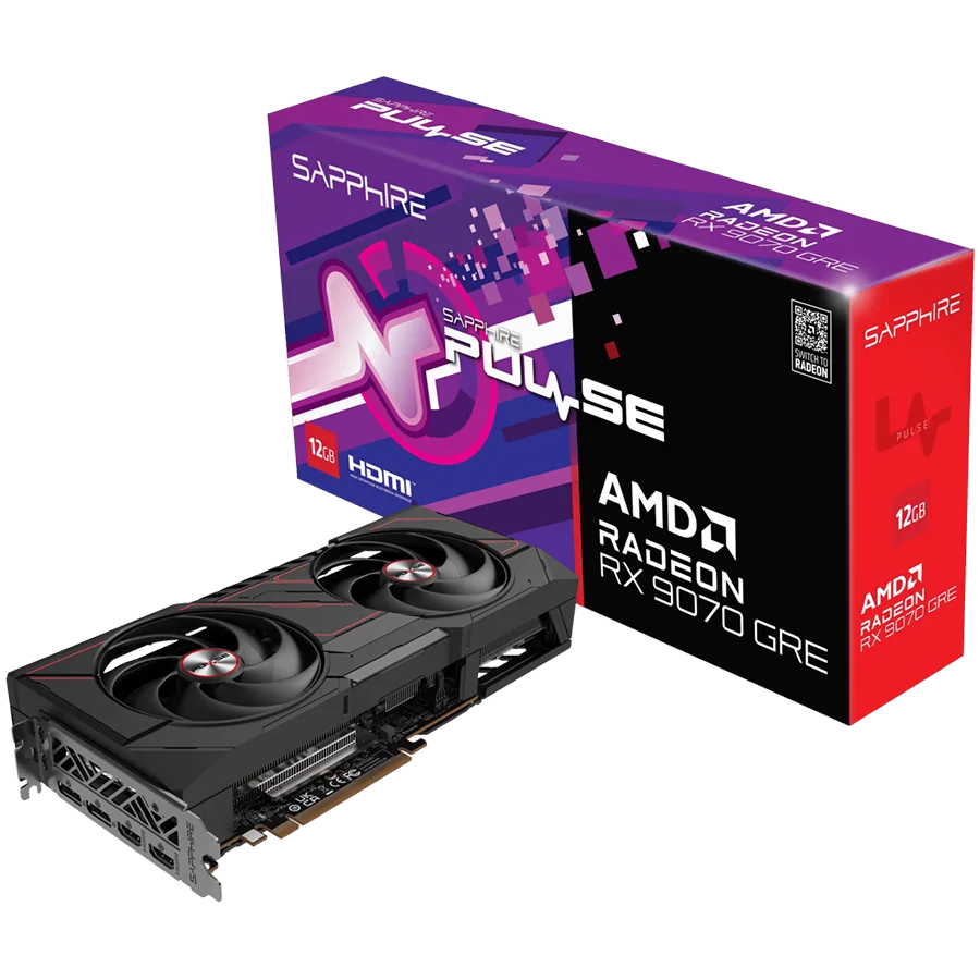Видеокарта SAPPHIRE PULSE AMD Radeon RX 9070 GRE GAMING OC 12GB