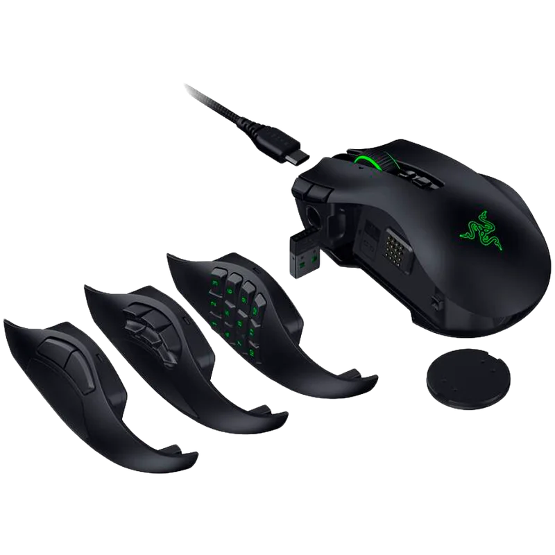 Гейминг мишка RAZER – Naga V3 Pro, безжична и кабелна, Razer Focus Pro 50K, 50000 dpi, програмируеми бутони, черна