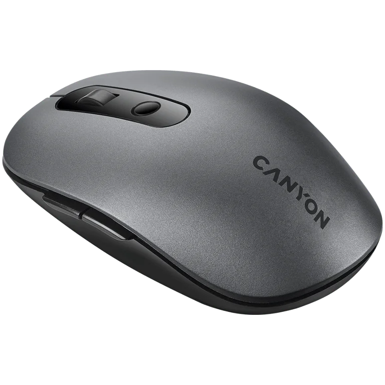 CANYON MW-9, 2 in 1 Wireless optical mouse with 6 buttons, DPI 800/1000/1200/1500, 2 mode(BT/ 2.4GHz), Battery AA*1pcs, Grey, 65.4*112.25*32.3mm, 0.092kg