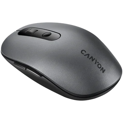 CANYON MW-9, 2 in 1 Wireless optical mouse with 6 buttons, DPI 800/1000/1200/1500, 2 mode(BT/ 2.4GHz), Battery AA*1pcs, Grey, 65.4*112.25*32.3mm, 0.092kg