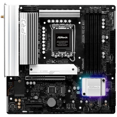 ASROCK MB Desktop B860M Pro Rs Wi-fi, S.1851, 4x DDR5, 1x PCIe 5.0 x16, 1x PCIe 4.0 x4, 1x Blazing M.2, 2x Hyper M.2, 4x SATA3, 2x USB-C, 8x USB 3.2, 6x USB 2.0, 1x RJ-45 2.5GB Lan, 802.11axe Wi-Fi 6E + Bluetooth 5.3, ATX