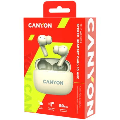 True Wireless слушалки CANYON OnGo TWS-10 ANC+ENC Бежов