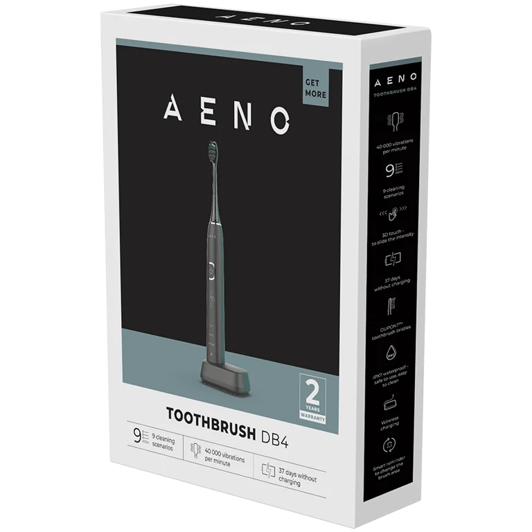 AENO Sonic Electric Toothbrush, DB4: Black, 9 scenarios, with 3D touch, wireless charging, 46000rpm, 40 days without charging, IPX7