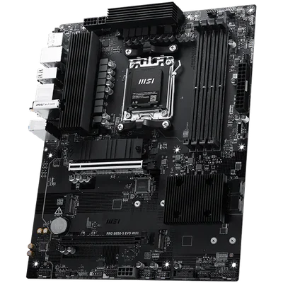 MSI PRO B850-S EVO WIFI, ATX, Socket AM5, 4x DDR5 Dual Channel up to 8200(OC)MHz, 2x PCIe x16 slot, 3x M.2 slot, 4x USB 2.0, 2x USB 5Gbps, 2x USB 10Gbps, 1x USB 10Gbps Type-C, HDMI, DP, 7.1 HD Audio, 5G LAN, WiFI 7, BT, 3Y
