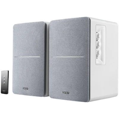 Edifier R1280T 2.0 Bookshelf Speakers, RCA, 0.5-inch Tweeters, 4-inch Drivers, 42W (RMS), Control Knobs and Remote Control, White