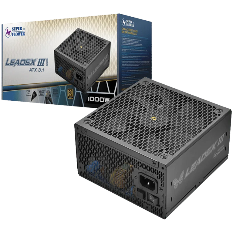 Захранване Super Flower Leadex III Gold 1300W ATX 3.1, 80 Plus Gold, напълно модулно, 140mm вентилатор, 7 години гаранция, черен