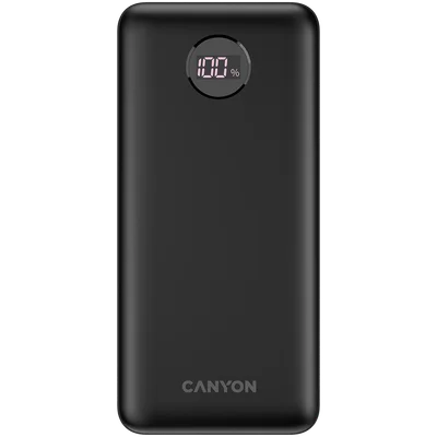 Външна батерия CANYON PB-2002 20000 mAh LED дисплей PD 20W QC 3.0 Черен