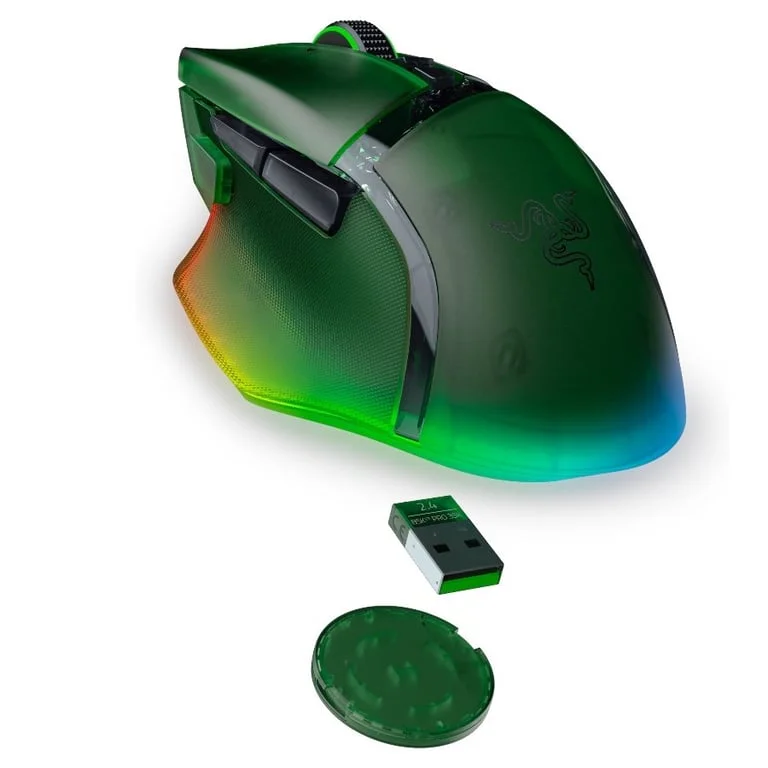 Гейминг мишка Razer Basilisk V3 Pro 35K Phantom Green Edition RZ01-05240300-R3G1 безжична, оптична, 35000 dpi, 13 програмируеми бутона, RGB, Phantom Green