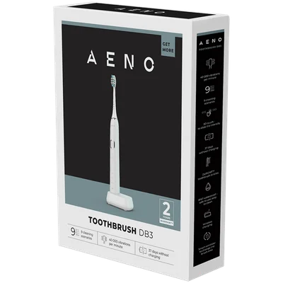 AENO Sonic Electric Toothbrush, DB3: White, 9 scenarios, with 3D touch, wireless charging, 46000rpm, 40 days without charging, IPX7