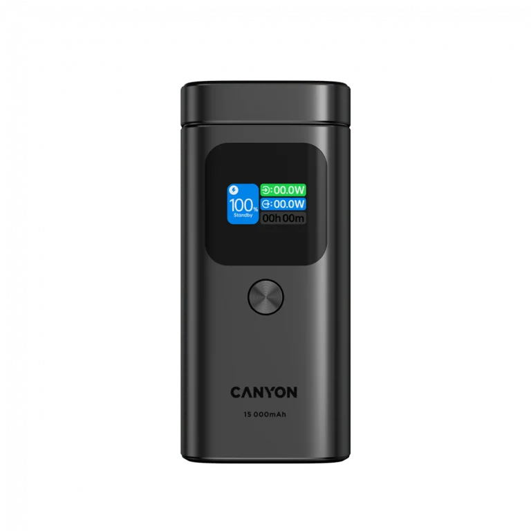 Външна батерия Canyon OnPower 150 15000mAh Qi2 магнитно безжично зареждане тъмно сива