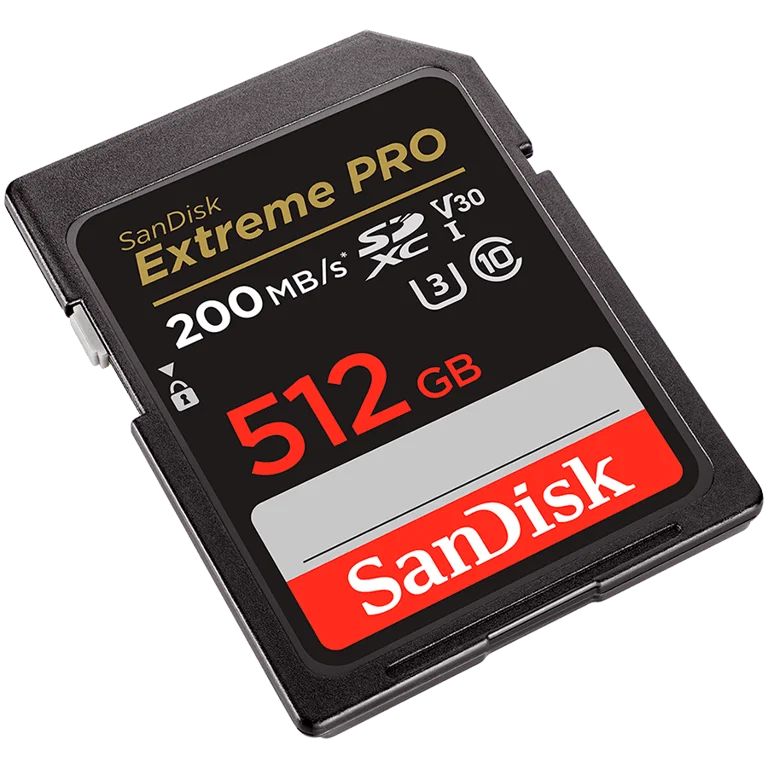 SANDISK Extreme PRO 512GB SDXC Memory Card + 2 years RescuePRO Deluxe up to 200MB/s & 140MB/s Read/Write speeds, UHS-I, Class 10, U3, V30